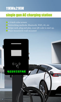 Wandopgeladen AC-elektrisch laadstation voor elektrische auto's met scherm 11kw 21kw output
